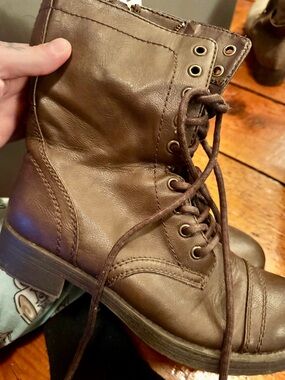 Brash Brown Lace-Up Combat Boots